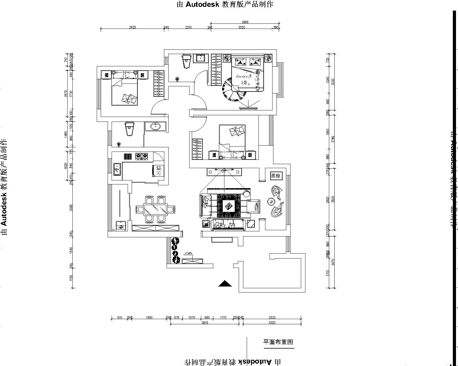 瀚海泰苑-中式风格-三居室