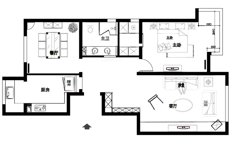 现代欧式风格两居室设计图
