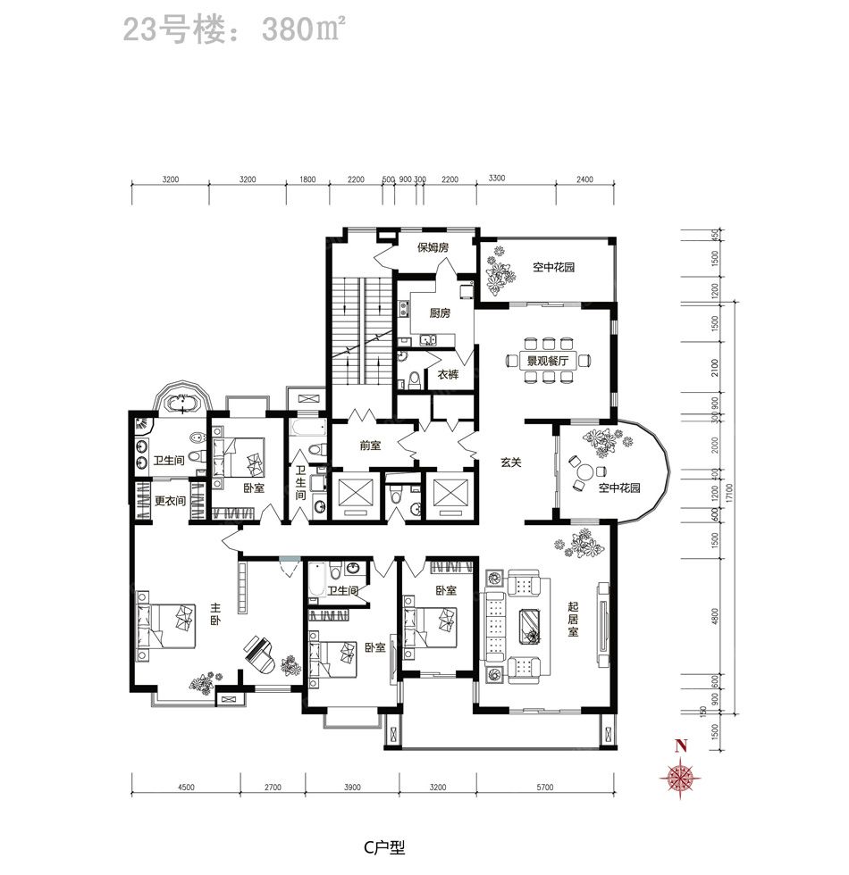 珠峰国际花园三期-中式风格-四居室