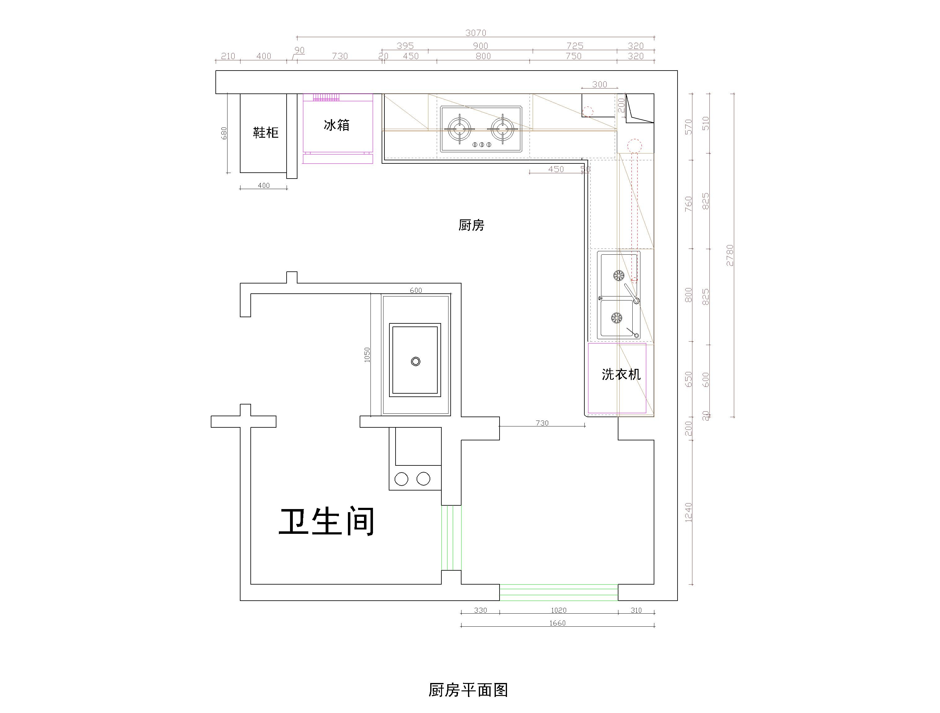 东亚逸品阁b户型厨房设计图