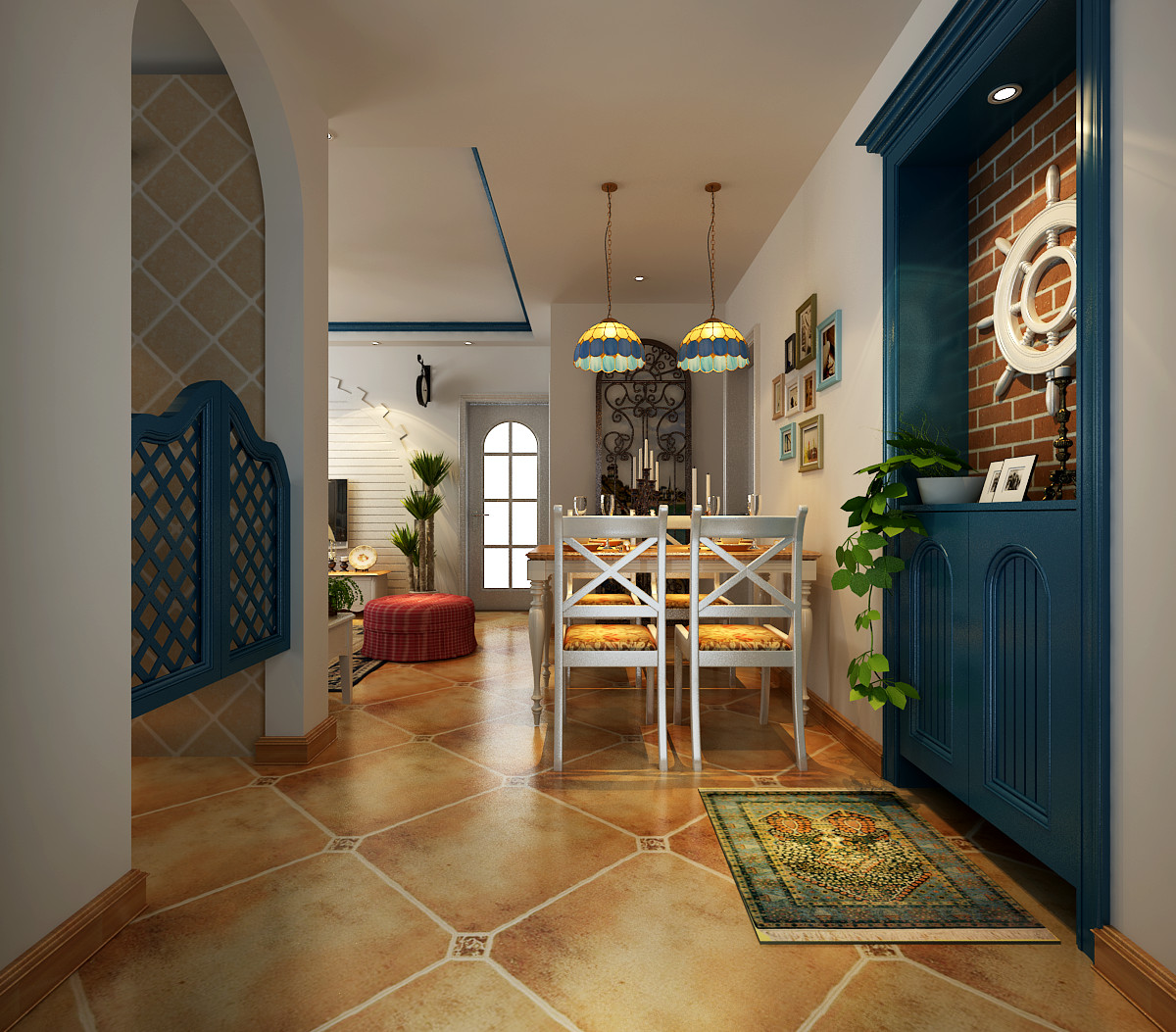 方圆创世五期90平两居室地中海风格设计