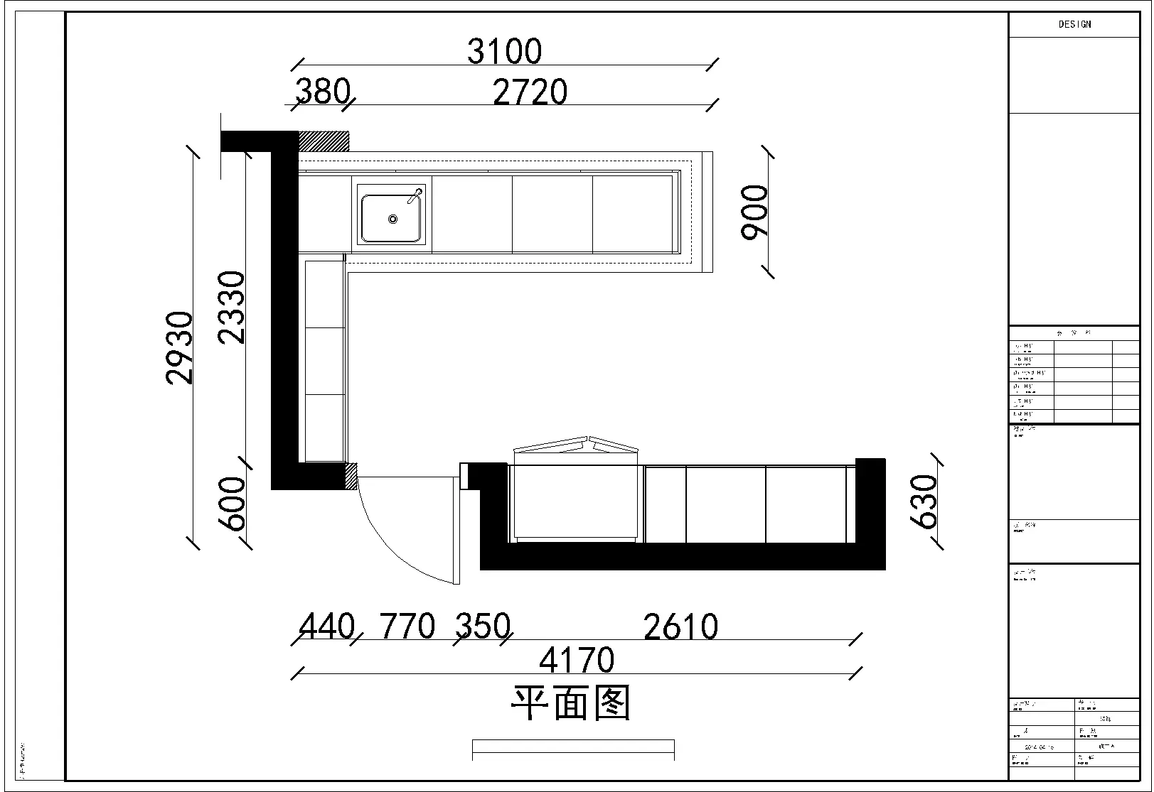 整个厨房空间的平面图