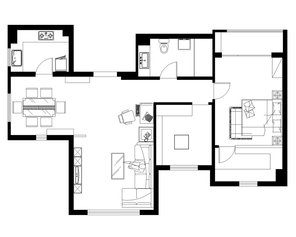 亿城西山公馆-二居室-97.00平米-装修设计