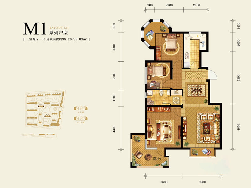 北京城建·琨廷-三居室-98.76平米-装修设计