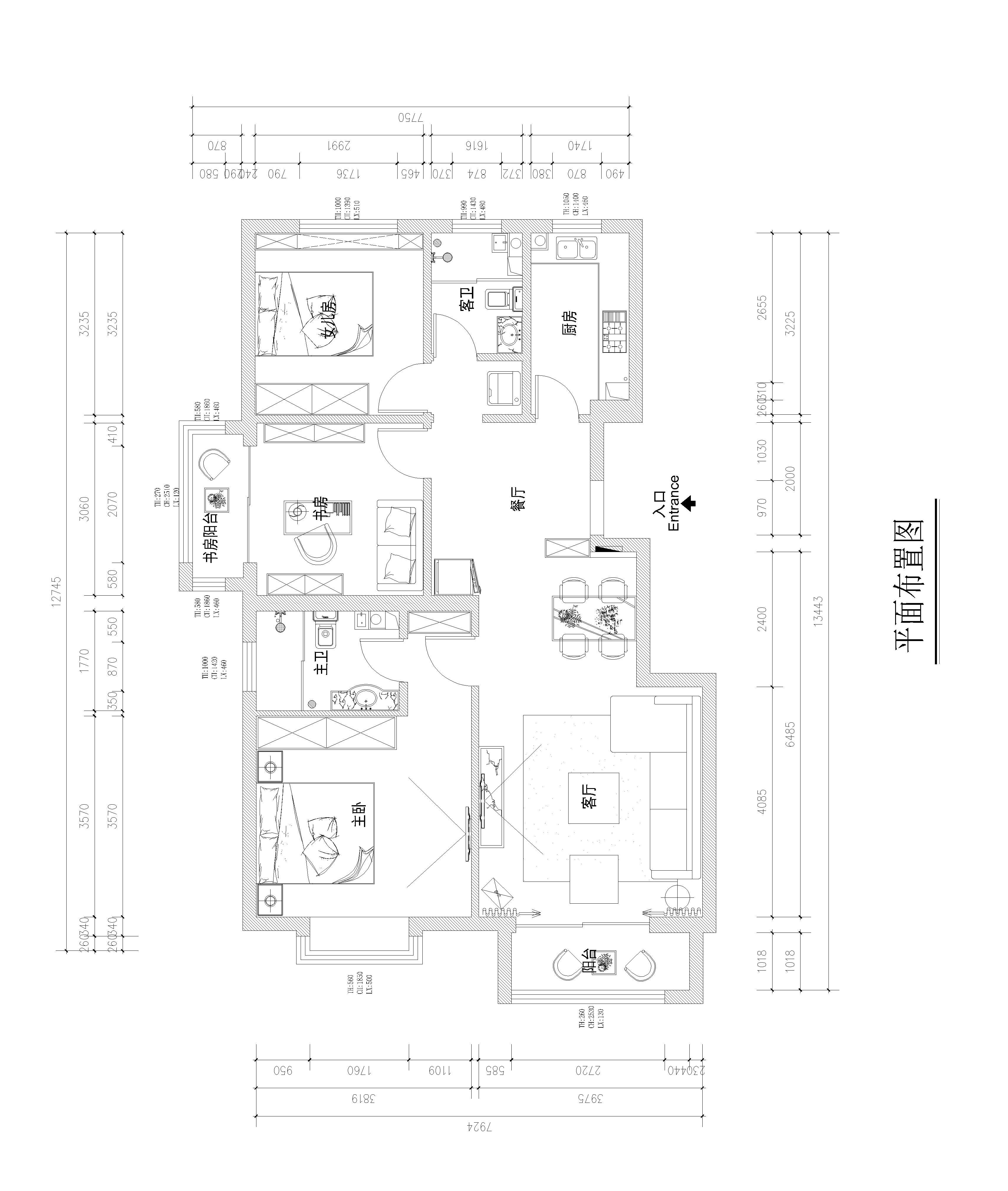 建投十号院—现代简约—119平米三居室