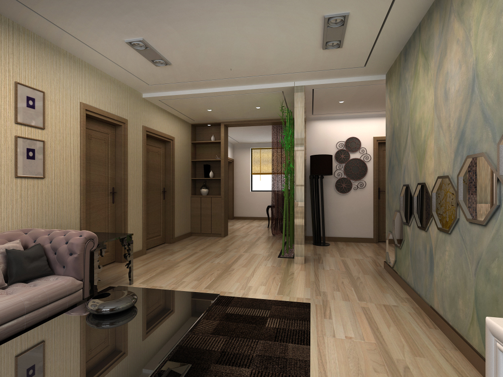 阳光汾河湾140平三居室现代中式装修设计方案