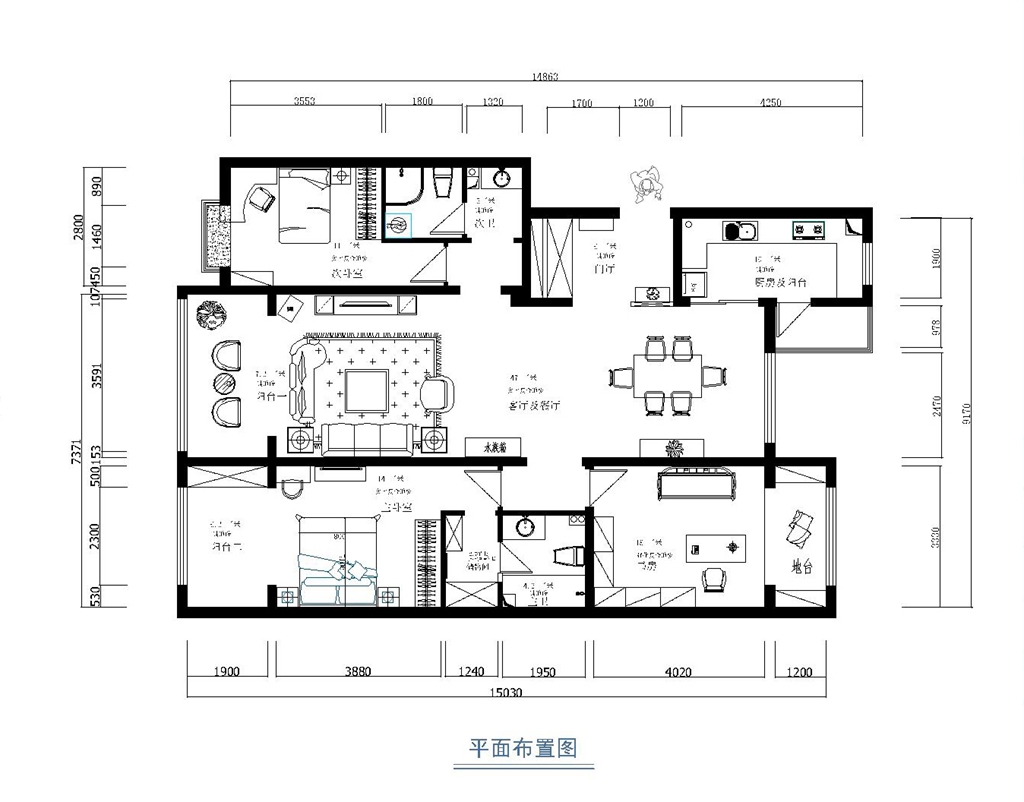 北京元洲装饰&东亚·五环国际150平米中式风