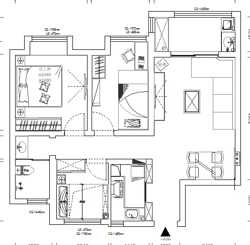 建业贰号城邦-二居室-89.00平米-装修设计