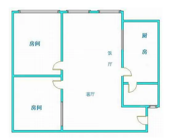 呼家楼-二居室-50.00平米-户型图装修效果图