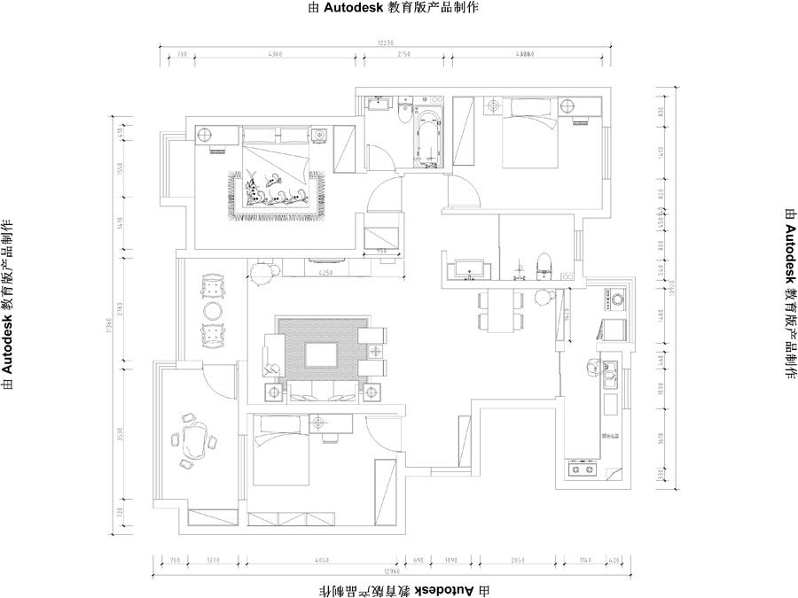 农大家属院-三居室-140.00平米-装修设计