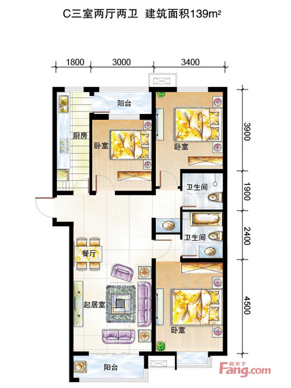 弘石湾139平三室两厅现代简约装修实景图