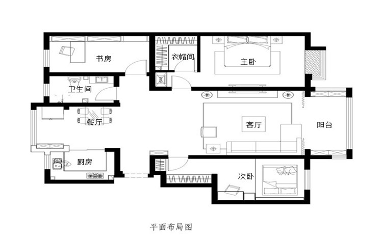 伍号院140平三居室简约中式设计方案