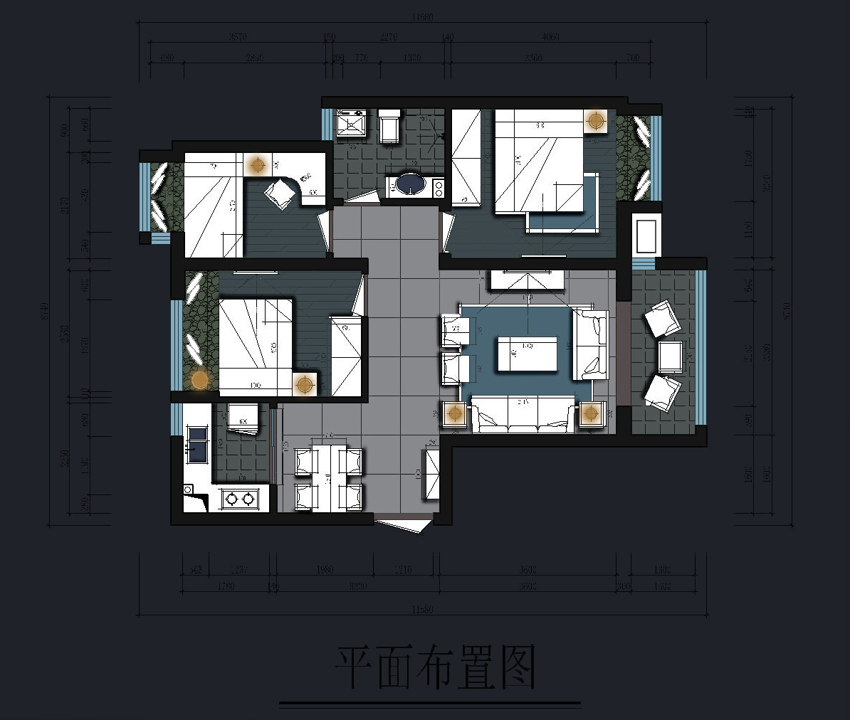 升龙又一城-中式风格-三居室