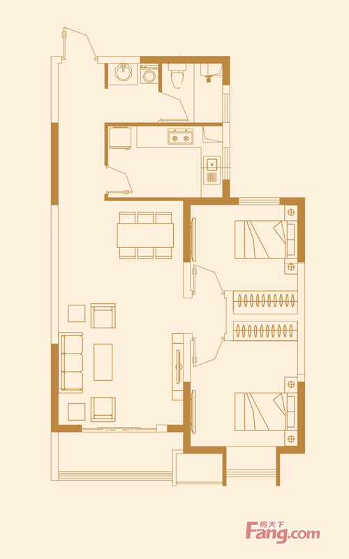 永威翡翠城87平方两室两厅欧式装修效果图