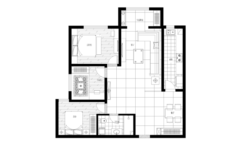 天伦锦城116平三居室现代简约设计方案