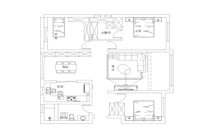 锦棠131平三居室简约风格设计效果图