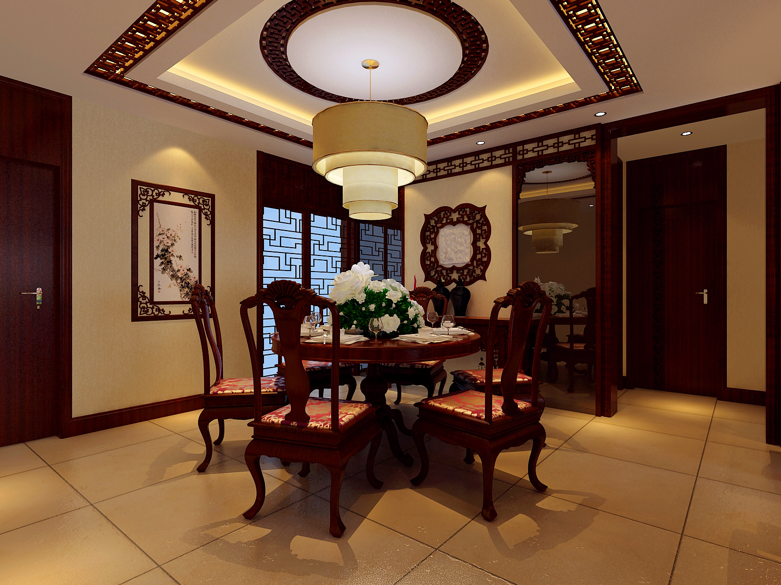 通利紫荆尚都146平三室中式古典装修设计