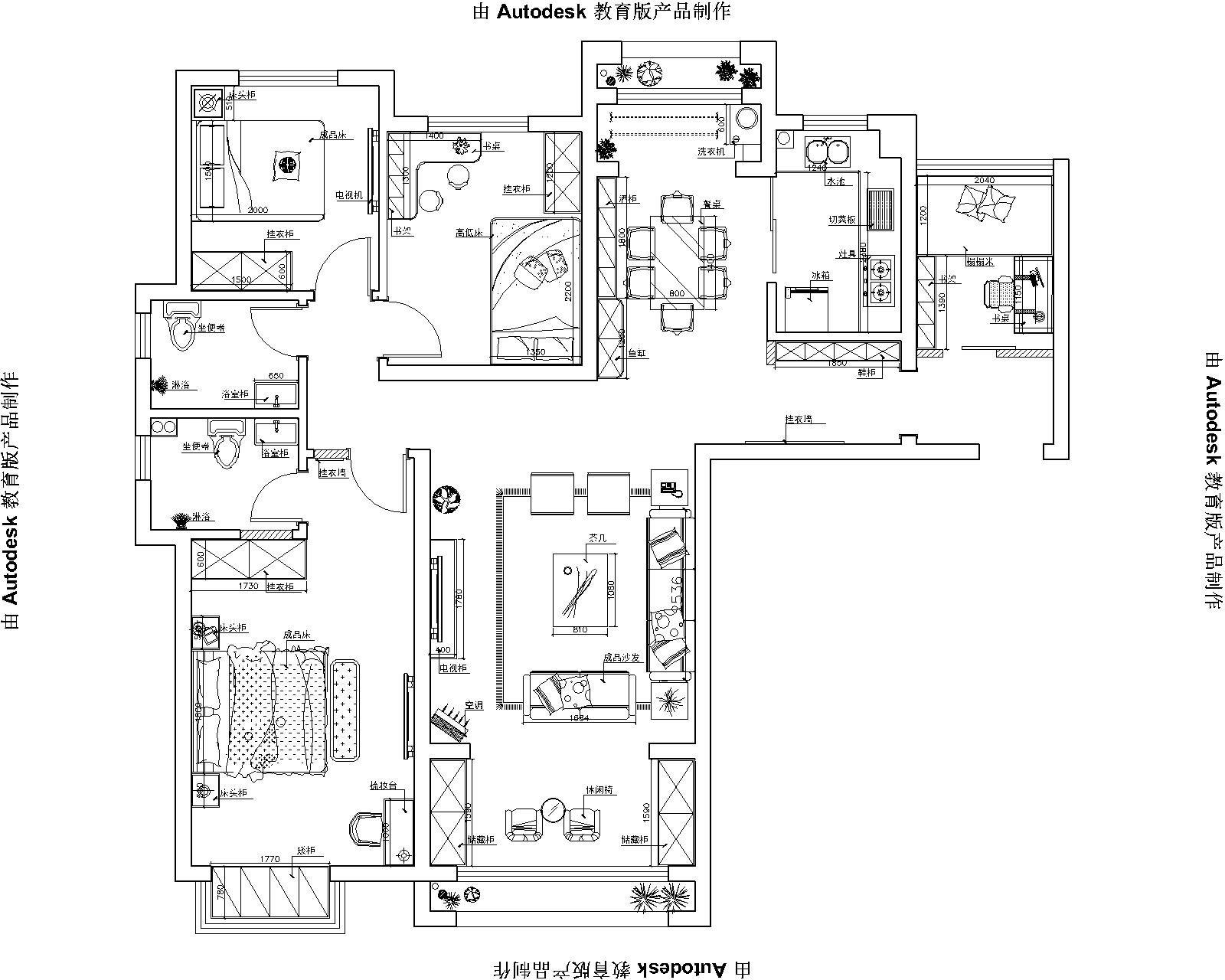 富田兴龙湾141平三居室简约风格设计
