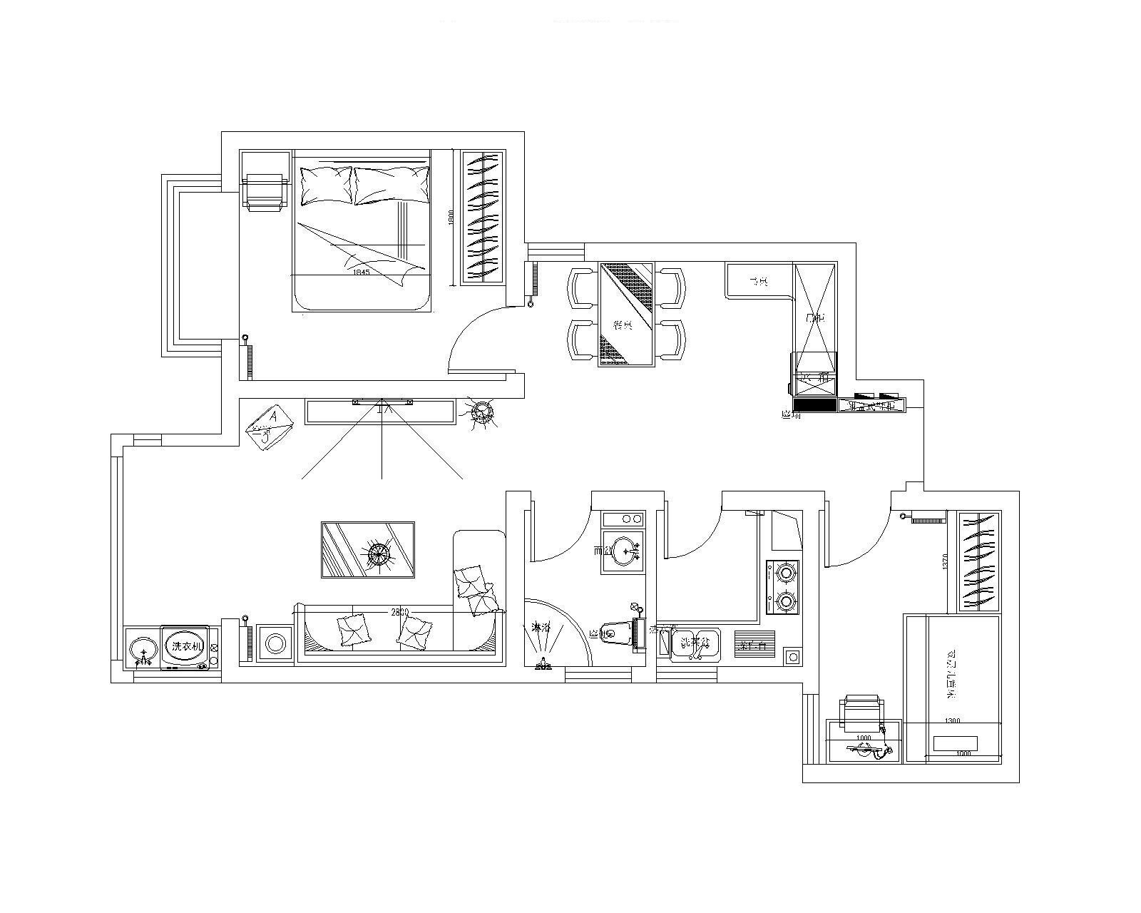 盛润锦绣城83平两居室清新简约风格设计方案