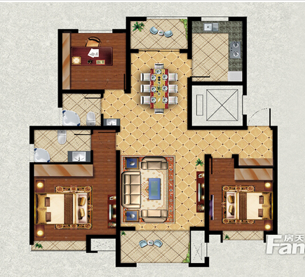 海亮·院里-三居室-115.00平米-装修设计