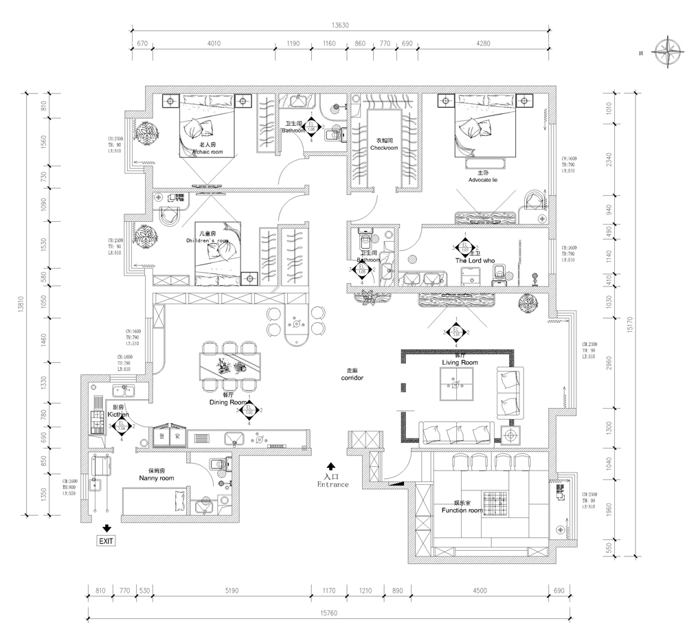 国仕山200㎡-新古典风格-五居室装修案例