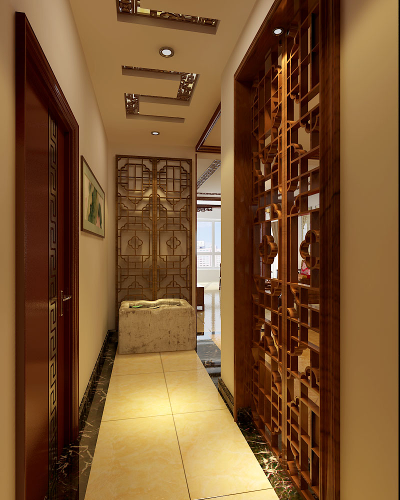 泰丰观湖三室两厅中式古典风格设计