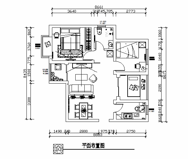 方圆经纬-三居室-85.96平米-装修设计