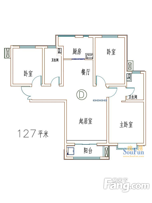 紫晶悦城三室两厅田园风格设计