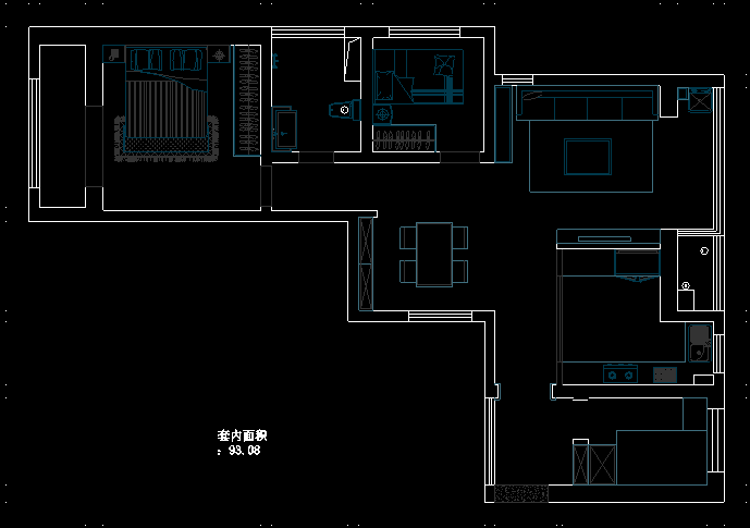 国龙绿城绿园-两室两厅-简欧风格设计