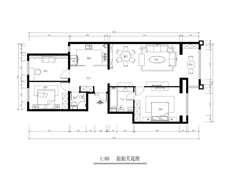 丽都壹号120平米新古典风格-平面户型图