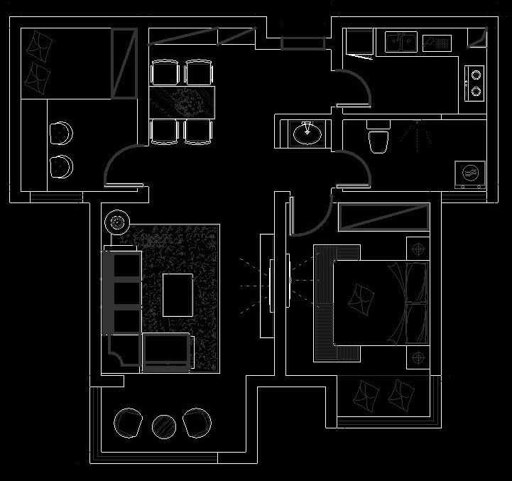 蓝堡湾-两室两厅89平-田园风格设计