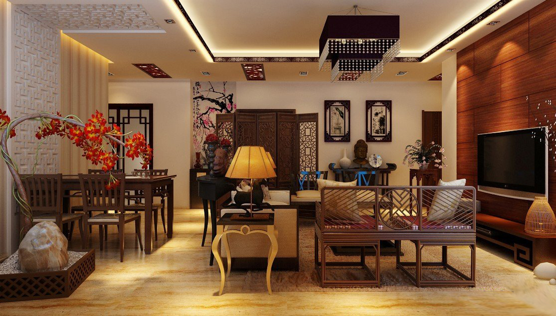 御景东城二期三室两厅中式风格设计