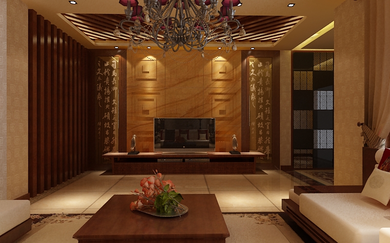 紫晶悦城三室两厅中式风格设计