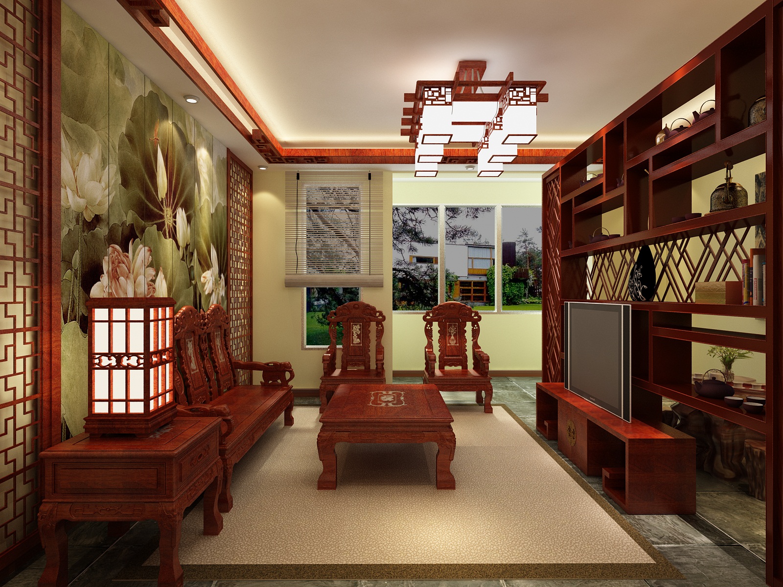 中央悦城三室三厅中式风格设计