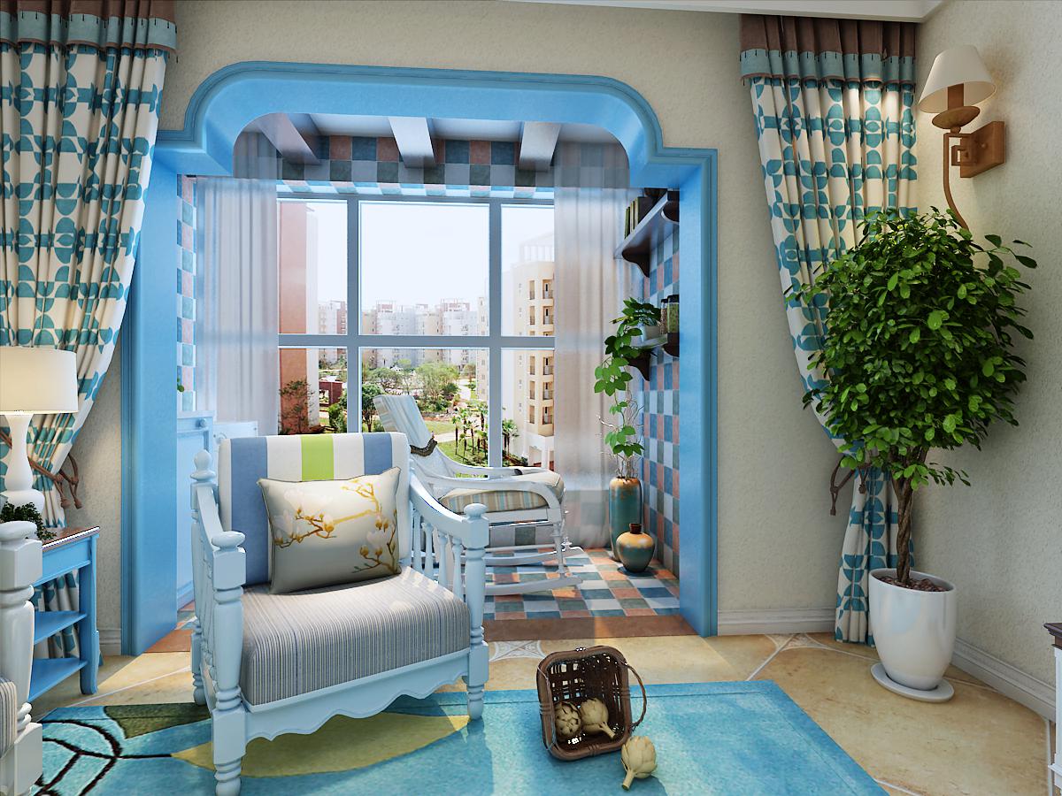 翰林颐园128㎡三室两厅地中海风格案例