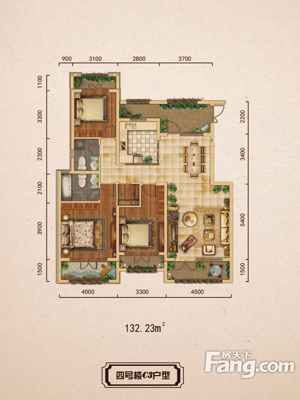 天下锦城三室两厅现代简约风格设计