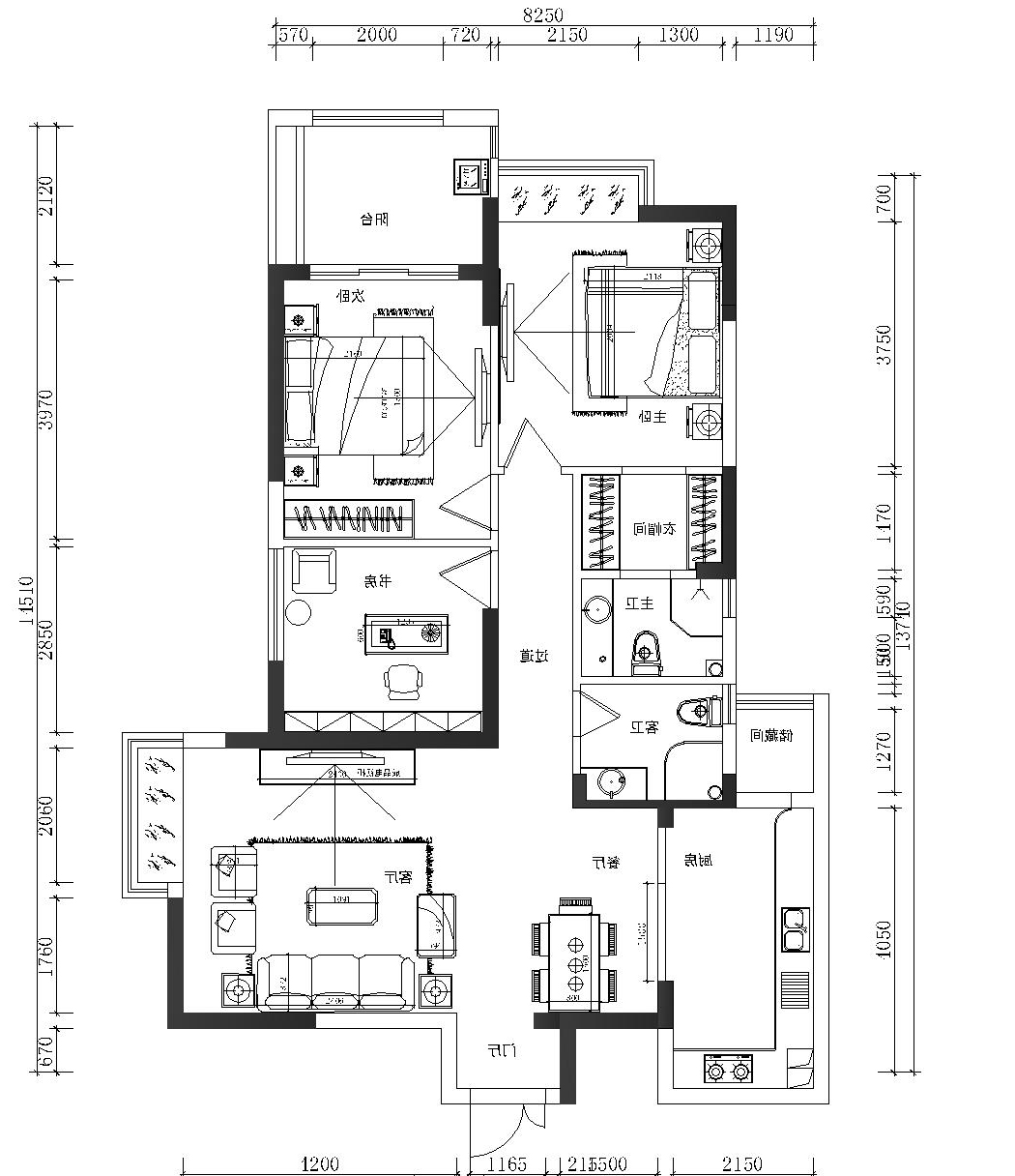银基王朝130 平方 三室两厅两卫 现代风格