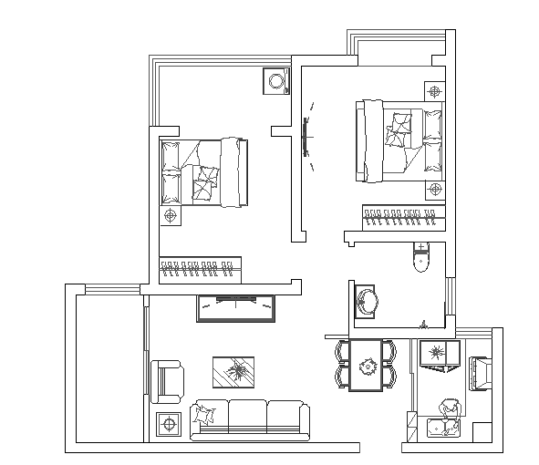 正商明钻87平方两室两厅现代简约装修方案