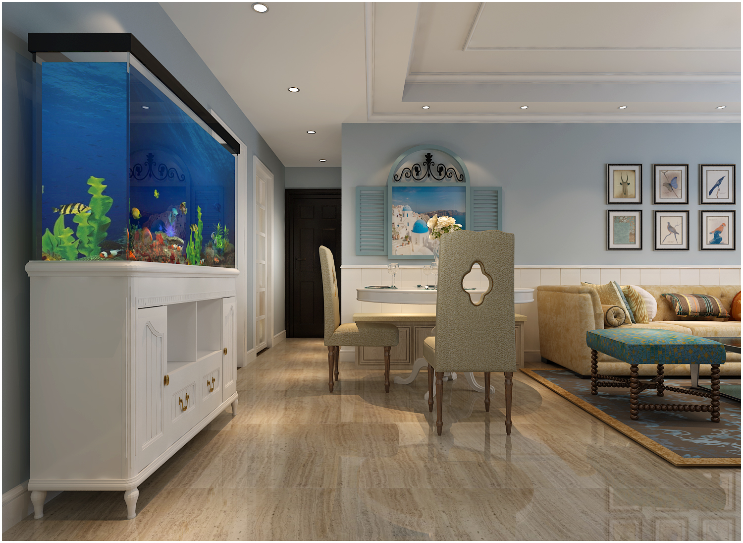 新蓝钻-三室两厅-地中海风格设计