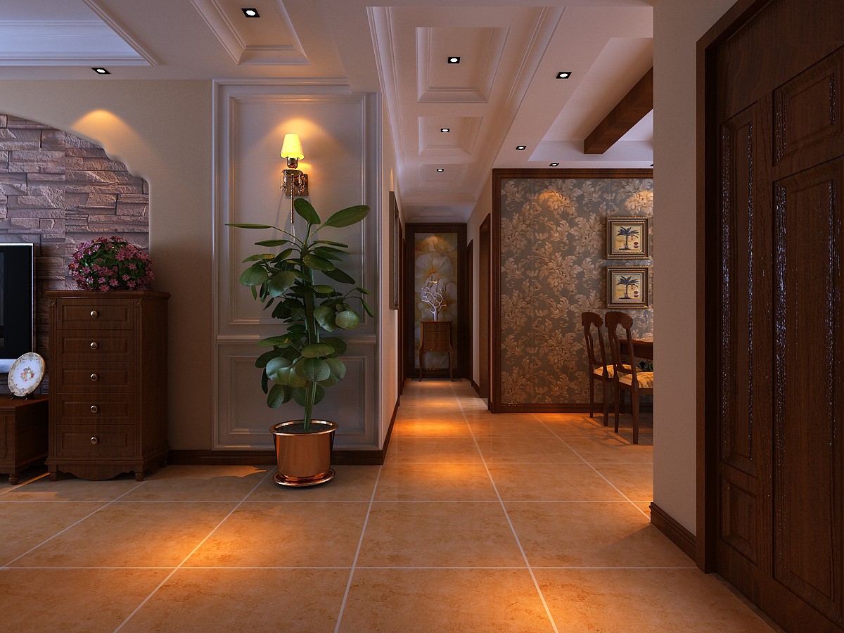 清华大溪地-三室两厅120-美式古典风格设计