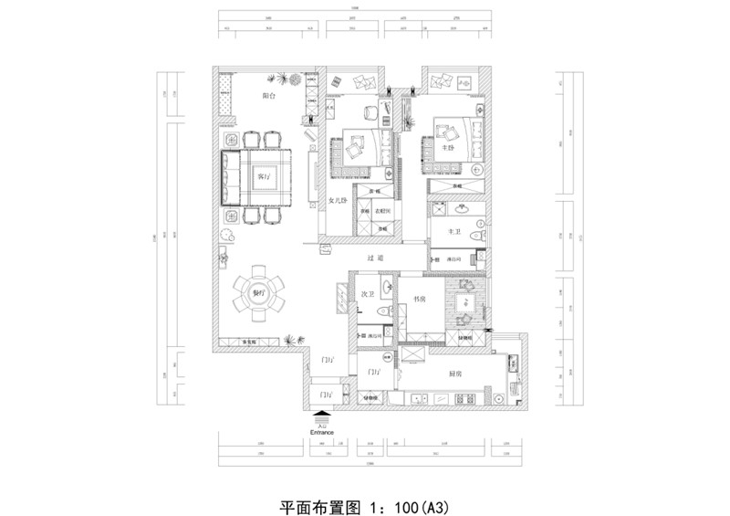 昌盛双喜城150平米中式风格装修效果图