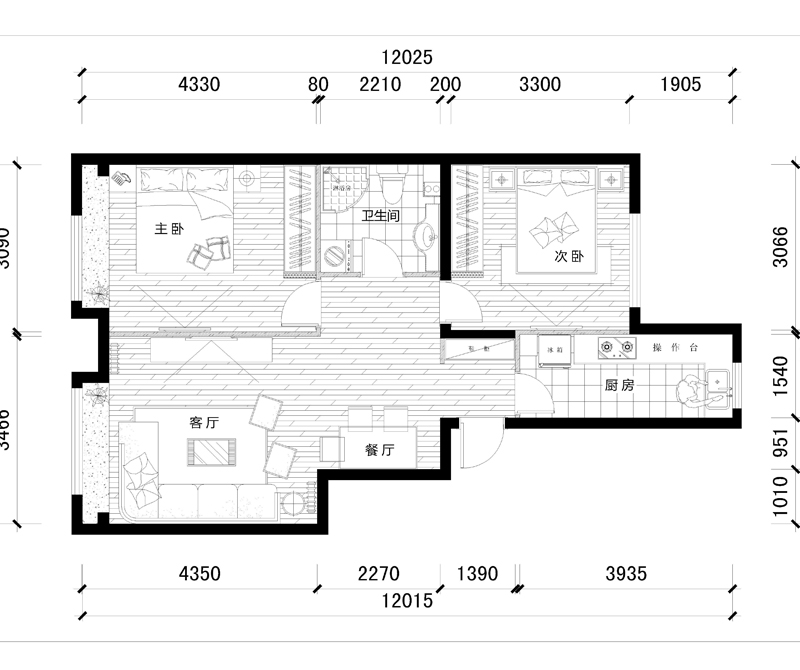 首创·新悦都-二居室-75.00平米-装修设计