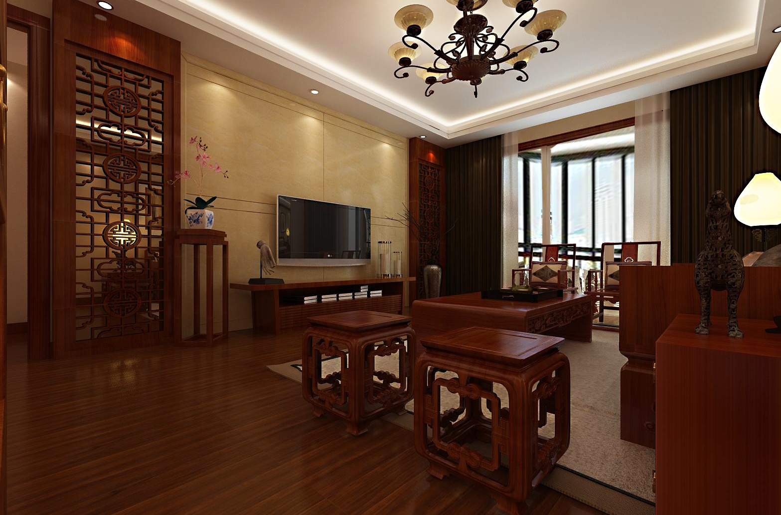 中式古典风格-左岸风度-118平二居室