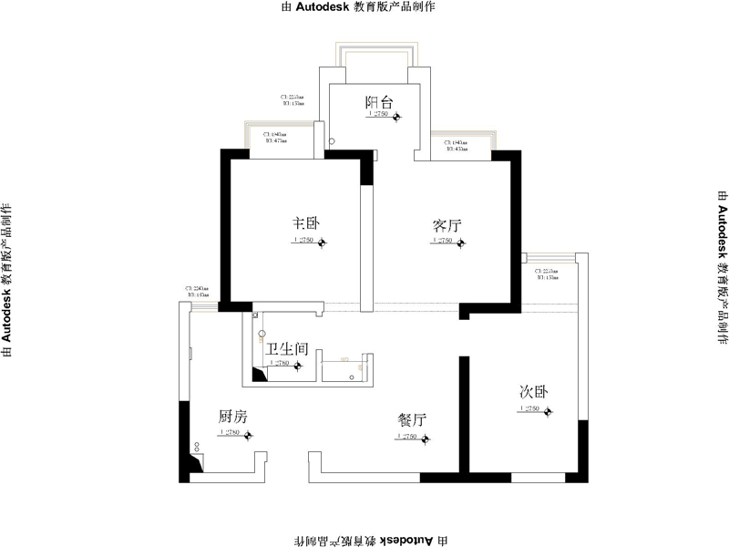 泰成玲珑郡-二居室-89.00平米-装修设计
