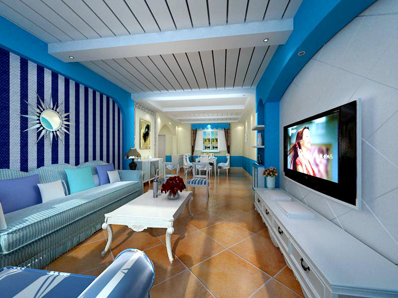 福美国际三室两厅地中海风格设计