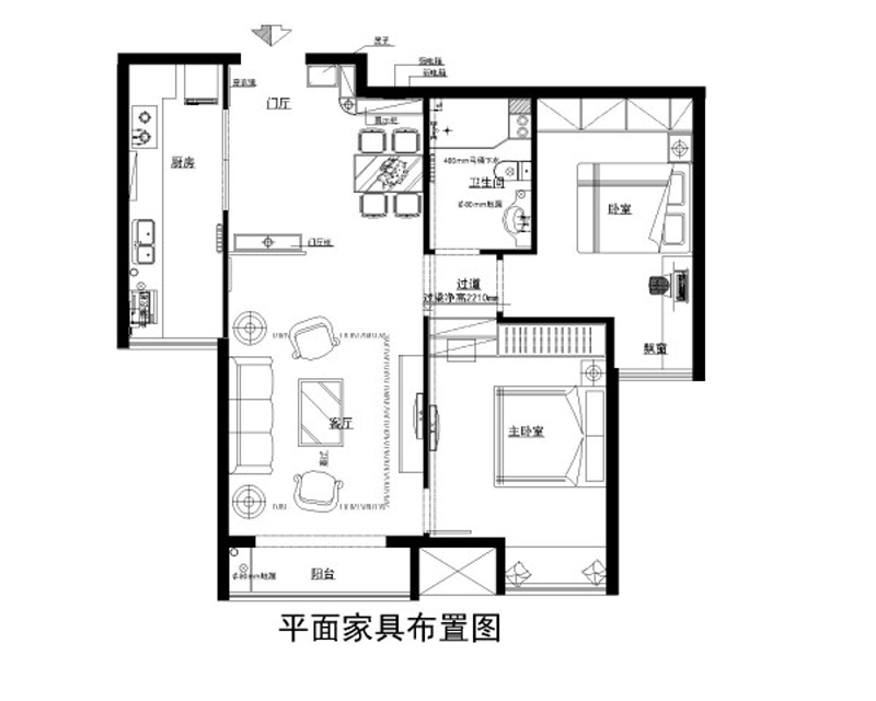 朝阳新城-二居室-93.00平米-装修设计