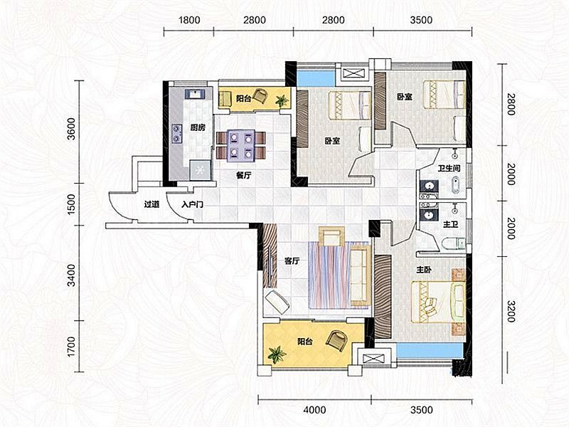 置地公馆-二居室-90.00平米-装修设计