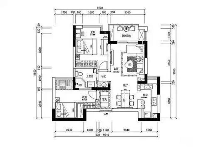 青塔春园-二居室-89.00平米-装修设计