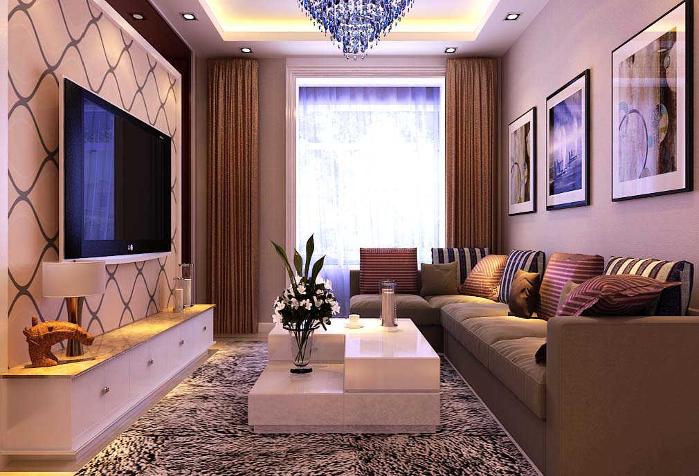 富力盈通国际公寓98平米现代简约温馨装修设计