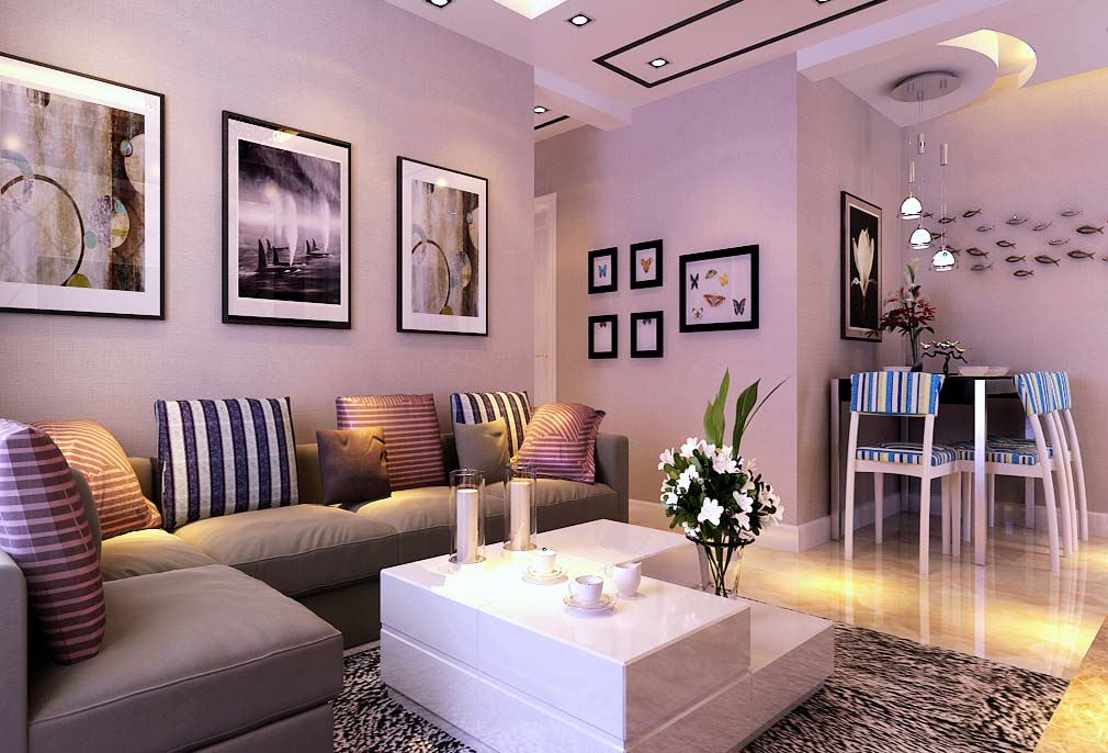 富力盈通国际公寓98平米现代简约温馨装修设计